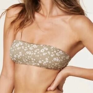 Andie Swim The Bora Bora Bandeau Bikini Top Women's Large Ditsy Floral Olive